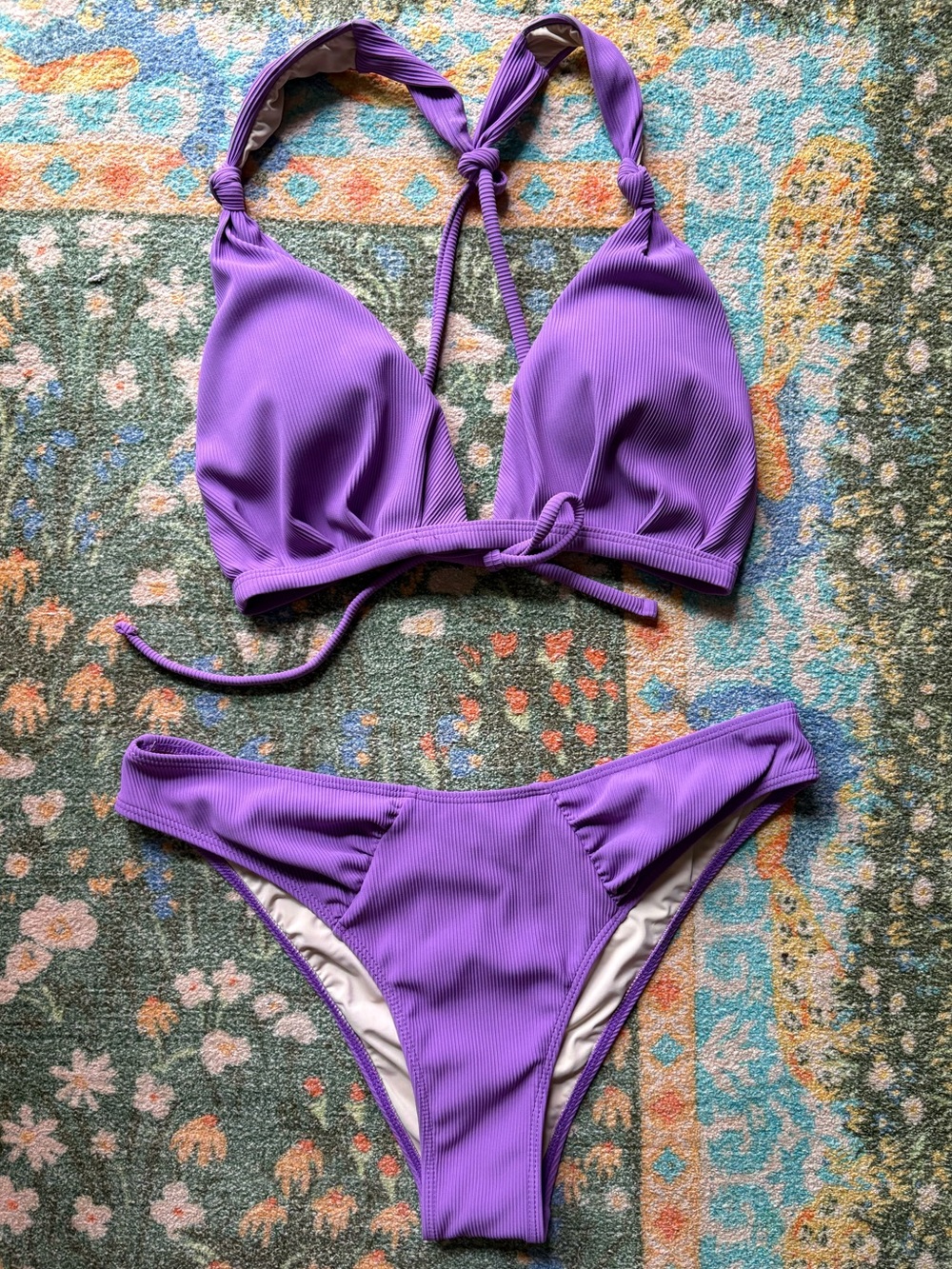 Berlook Purple Ribbed Bikini